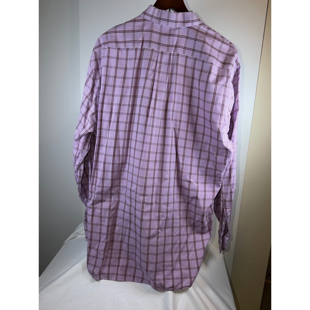 Peter Millar Button Down Shirt Mens XL Purple Brown Plaid Long Sleeve Cotton - Picture 3 of 8
